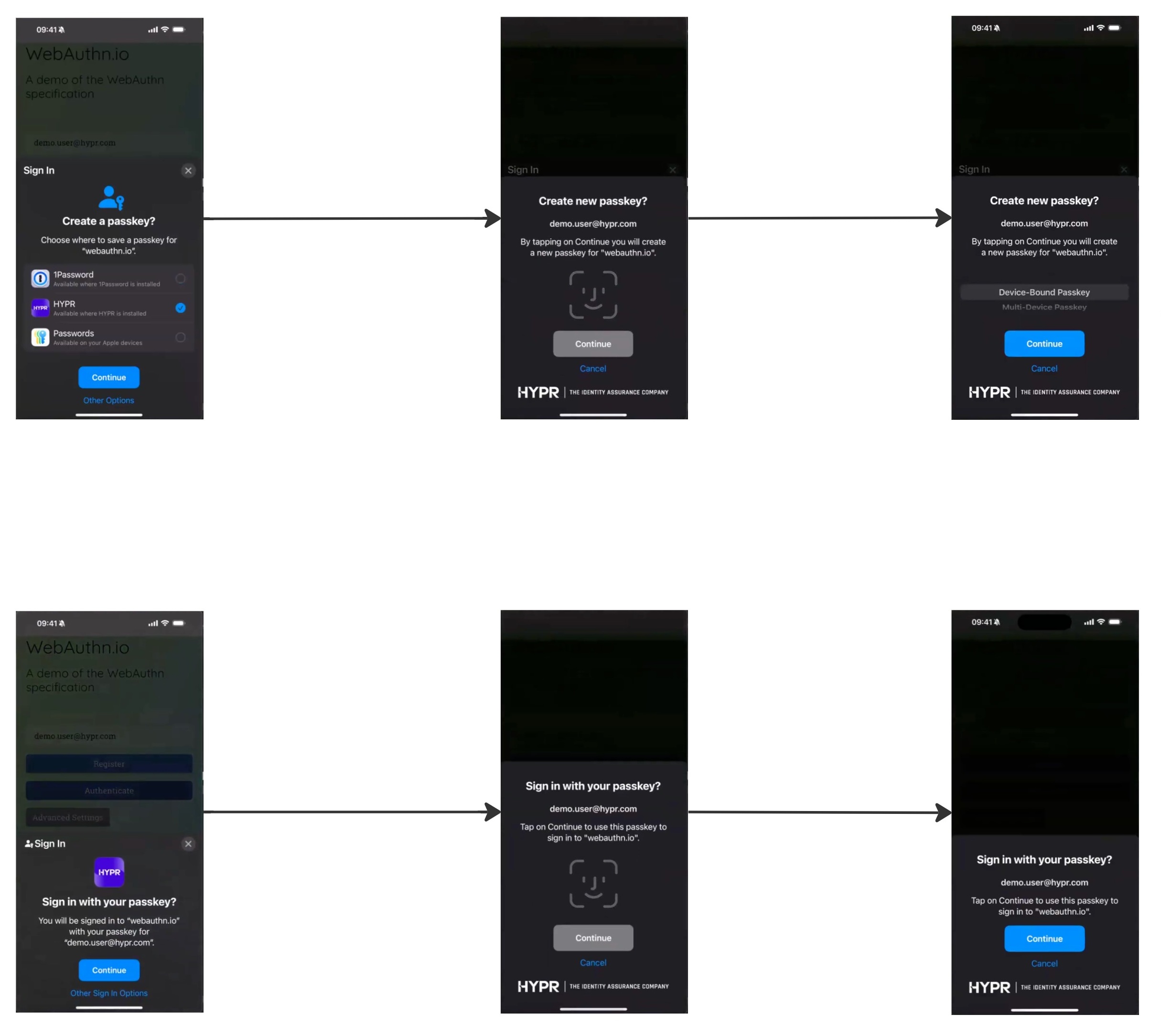 Create passkey and sign in flows